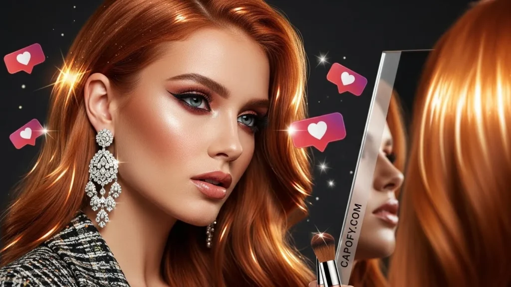 Glam Copper Hair Captions