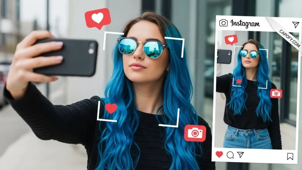 Selfie Blue Hair Captions